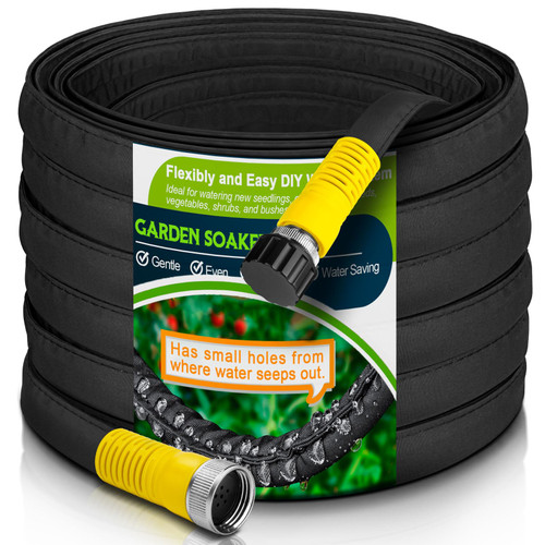 Flat Garden Soaker Hose 200 FT, Heavy Duty Water Hose Irrigation Sprinkler, Leakproof Drip Soaker Hose Watering For Garden, Lawn, Flower Bed, Vegetable Field (50FT x 4Packs) Flat Garden Soaker Hose 200 FT, Heavy Duty Water Hose Irrigation Sprinkler, Leakproof Drip Soaker Hose Watering For Garden, Lawn, Flower Bed, Vegetable Field (50FT x 4Packs)