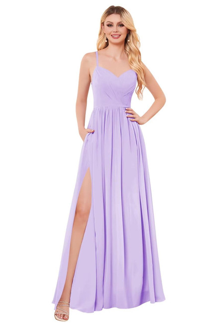 Lavender Bridesmaid Dress with Slit Chiffon A-Line V-Neck Long Formal Dresses for Women Evening Party Size 4 Lavender Bridesmaid Dress with Slit Chiffon A-Line V-Neck Long Formal Dresses for Women Evening Party Size 4