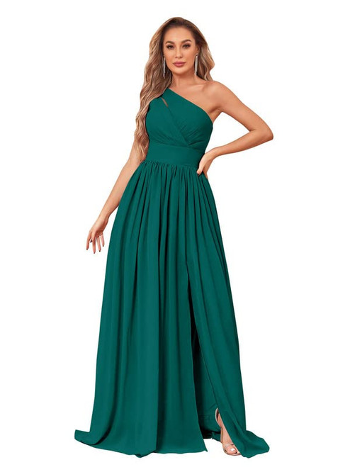 Chiffon Bridesmaid Dress with Slit Pleated Long Elegant Teal One Shoulder Formal Evening Gowns with Pockets Size 12 Chiffon Bridesmaid Dress with Slit Pleated Long Elegant Teal One Shoulder Formal Evening Gowns with Pockets Size 12