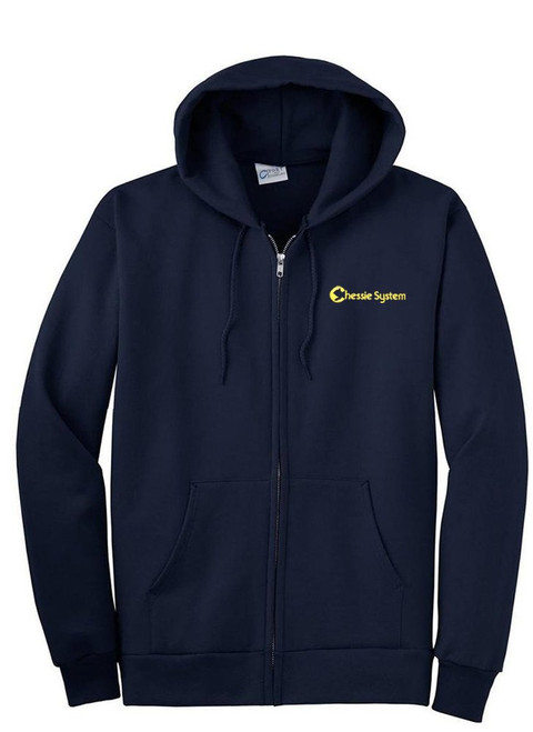 Chessie System Zippered Hoodie Sweatshirt Navy Adult 3XL [35]