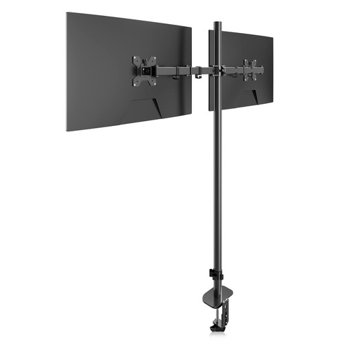 Extra Tall Dual Monitor Stand, Dual Monitor Mount, Desk Mount up to 47 inch Pole, 2 Monitor Stand, Computer Monitor Arm, Fully Adjustable Stand for up to 27 inch Screens