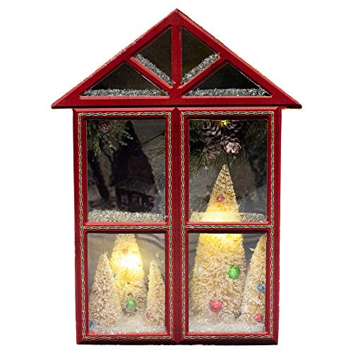 Midwest-CBK Lighted LED Tree in Window Scene Festive Red 11 x 9 Plywood Christmas Figurine Midwest-CBK Lighted LED Tree in Window Scene Festive Red 11 x 9 Plywood Christmas Figurine