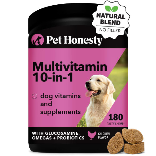 Dog Multivitamin - 10 in 1 Dog Vitamins for Health & Heart - Fish Oil for Dogs, Glucosamine, Probiotics, Omega Fish Oil - Dog Vitamins and Supplements for Skin and Coat (Chicken 180 ct)