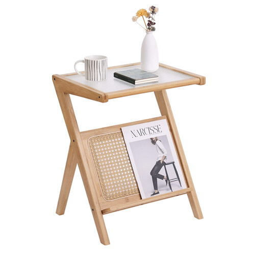 Rattan Side Table, Vintage End Table, Bamboo Nightstand Side Table, 14.7x17.7Inch Coffee Table, Bedroom Coffee Table with Storage, Accent Bedside Tables for Outdoor/Indoor (Wood) Rattan Side Table, Vintage End Table, Bamboo Nightstand Side Table, 14.7x17.7Inch Coffee Table, Bedroom Coffee Table with Storage, Accent Bedside Tables for Outdoor/Indoor (Wood)