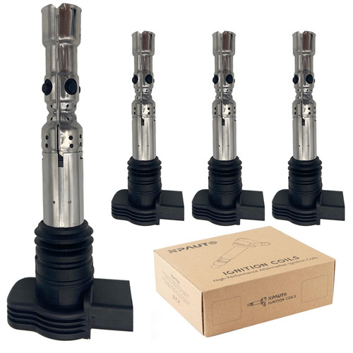 Ignition Coil Pack compatible with 1.8 1.8T Audi A4 A6 TT Turbo Quattro, VW Beetle Golf Jetta Passat 2001 2002 2003 2004 2005 2006, Set of 4