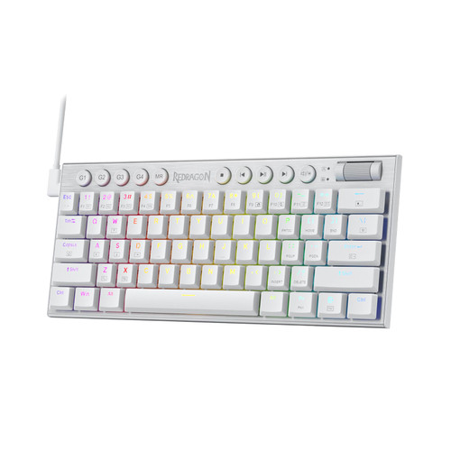 K632 60% Wired RGB Mechanical Keyboard, Tri-Mode Ultra-Thin Low Profile Gaming Keyboard w/No-Lag Connection, Dedicated Media Control & Linear Red Switch,White