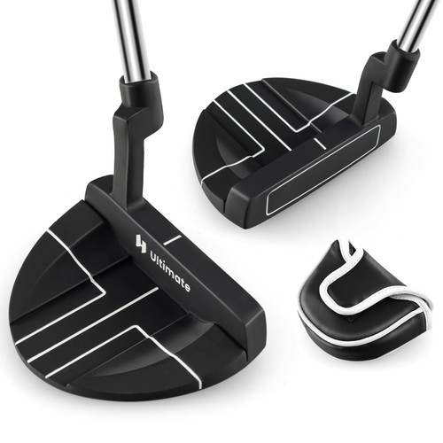 Golf Putter with Headcover, 35 Inches Mallet Style Putter with Alignment Lines to Improve Accuracy, Right Handed Golf Club (Golf Putter)