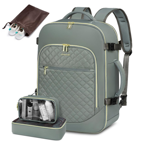 Large Travel Laptop Backpack for Women, 40L Carry On Backpack Flight Approved,Waterproof Suitcase Backpacks with 3 Packing Cubes, Daypack Business College Weekender Overnight, Olive Green