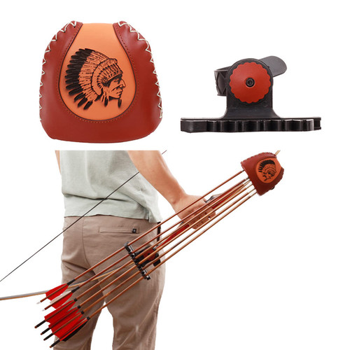 Archery 4/6 Spot Arrows Quiver Leather Slide-On Quiver Holder Quick Removal Archery Quiver Longbow Arrow Case for Hunting Shooting Practice (L)