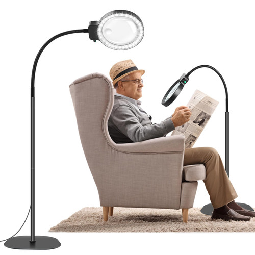 10X 5X Floor Magnifying Glass with Light and Stand,36 LED Flexible Gooseneck Floor Magnifying Lamp, Adjustable Brightness Large Lighted Magnifiers for Reading,Sewing,Crafts,Painting,DIY,Close Work 10X 5X Floor Magnifying Glass with Light and Stand,36 LED Flexible Gooseneck Floor Magnifying Lamp, Adjustable Brightness Large Lighted Magnifiers for Reading,Sewing,Crafts,Painting,DIY,Close Work