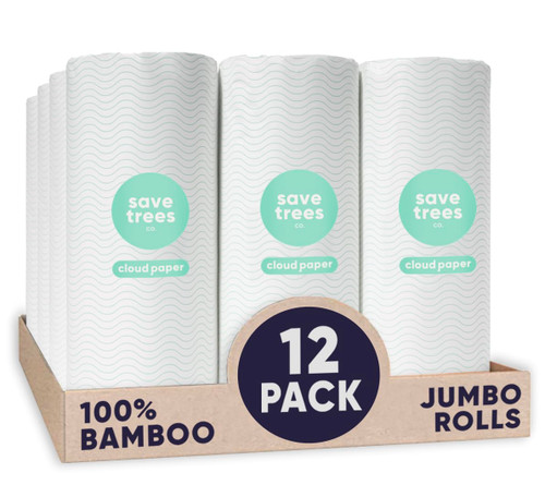 Bamboo Paper Towels - Rolls of Ultra Absorbent and Durable Eco-Friendly Paper Towels for Sustainable Cleaning - FSC-Certified, Plastic-Free Packaging, and Chlorine-Free Paper Towel
