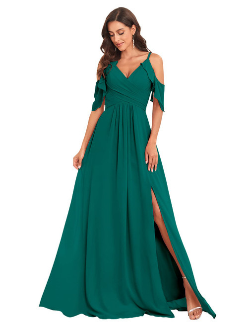 Off The Shoulder Bridesmaid Dresses Long Teal for Teens with Slit V Neck Evening Formal Gowns Size 4 Off The Shoulder Bridesmaid Dresses Long Teal for Teens with Slit V Neck Evening Formal Gowns Size 4