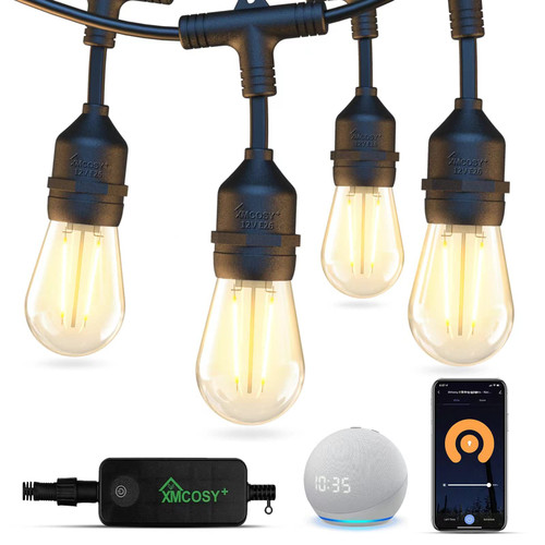 Outdoor String Lights, Smart Patio Lights 49Ft, APP WiFi Control, Work with Alexa, Waterproof Dimmable Edison Outdoor Lights for Patio Outside Outdoor String Lights, Smart Patio Lights 49Ft, APP WiFi Control, Work with Alexa, Waterproof Dimmable Edison Outdoor Lights for Patio Outside