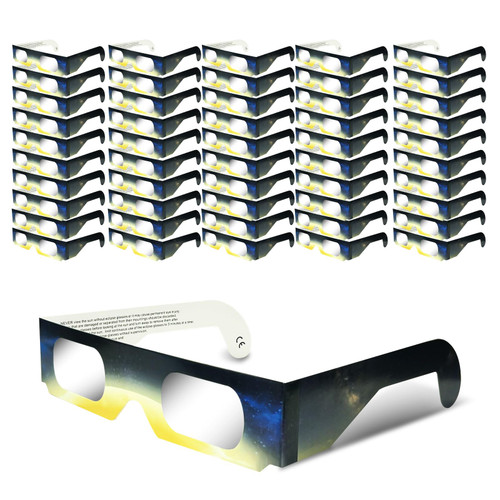 Solar Eclipse Glasses (50 pack) 2024 CE and ISO Certified Safe Shades for Direct Sun Viewing