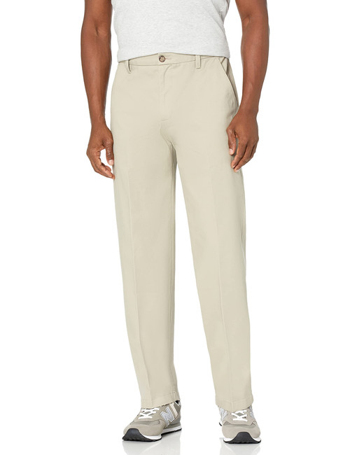Men's Classic Fit Workday Khaki Smart 360 Flex Pants (Standard and Big & Tall), Safari Beige, 36W x 34L