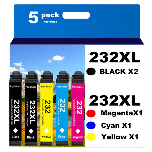 232XL Remanufactured for Epson 232 Ink Cartridges Epson 232XL T232 XL for Epson XP-4200 XP-4205 Epson Workforce WF-2930 WF-2950 Printer (5pack (2Black, Cyan, Magenta, Yellow))