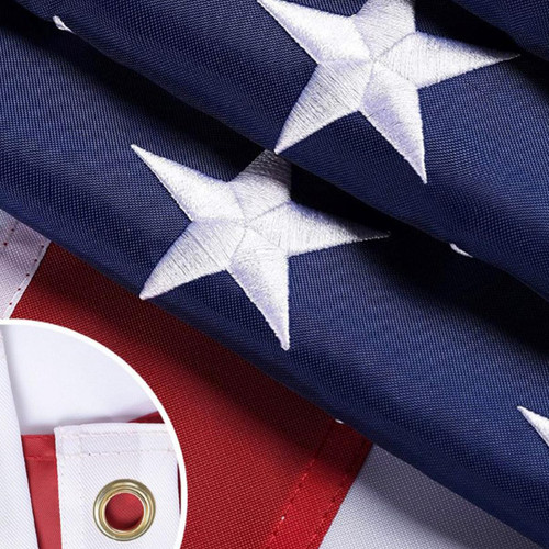 Double Sided Embroidery American Flag 3x5 Outdoor Heavy Duty 340D Great Nylon United States USA Flags Banners with 2 Brass Grommets Double Sided Embroidery American Flag 3x5 Outdoor Heavy Duty 340D Great Nylon United States USA Flags Banners with 2 Brass Grommets