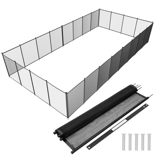 4Ft x 12Ft Black Pool Fence Swimming Pool Fence in Ground Pool Safety Fencing