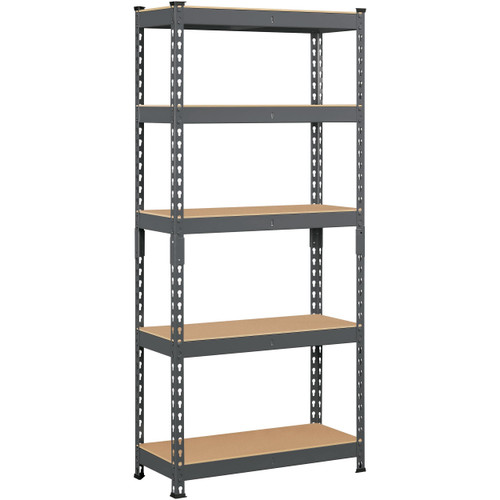 5-Tier Utility Shelves, Metal Storage Shelves Garage Shelving Unit Adjustable Garage Storage Shelves Storage Racks Heavy Duty Shed Shelving- Dark Gray, 27.5 x 12 x 60 Inch
