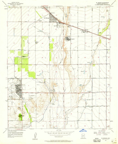 Map - 1957 El Mirage, AZ - - USGS Historical Topographic Wall Art : 18in x 24in Map - 1957 El Mirage, AZ - - USGS Historical Topographic Wall Art : 18in x 24in