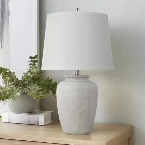 Bedside Table Lamps, Minimalist Resin Desk Lamp with White Fabric Shade for Nightstand, Modern End Table Lamps with Rotary Switch for Living Room, Farmhouse Side Lamps for bedroom Reading Hotel