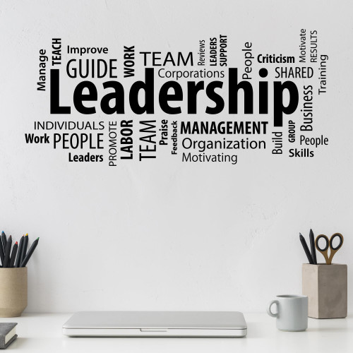 Vinyl Wall Decal Leadership Business Motivational Words Cloud Office Team Work Stickers Mural Large Decor (ig6225) Black