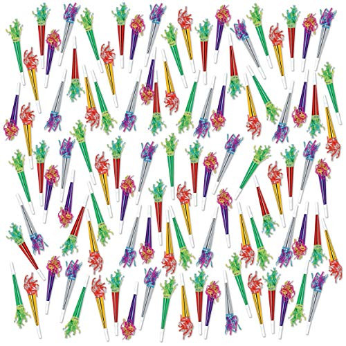 Beistle 88612 100-Piece Foil Horns with Tassel, 11-Inch