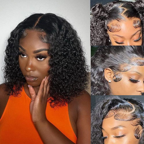 Short Curly Bob Wig Human Hair 13x4 Frontal Lace Wig 10 Inch Jerry Curly HD Lace Front Wigs Human Hair Pre Plucked Glueless Bob Wigs for Black Women Human Hair Wigs Natural Black Color Short Curly Bob Wig Human Hair 13x4 Frontal Lace Wig 10 Inch Jerry Curly HD Lace Front Wigs Human Hair Pre Plucked Glueless Bob Wigs for Black Women Human Hair Wigs Natural Black Color