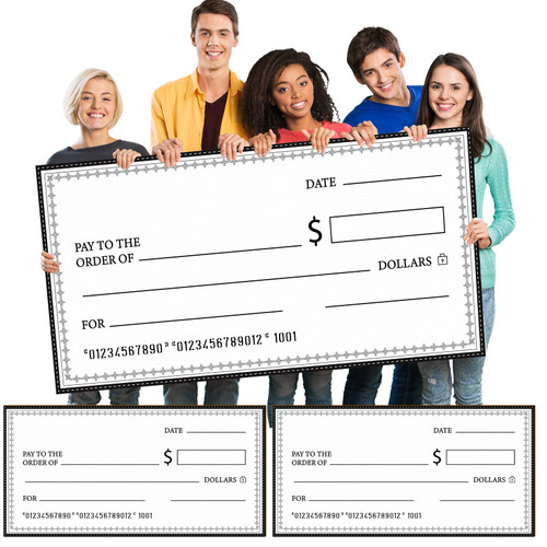 2 Pcs Giant Check 60 x 30 Inches Dry Erase Big Check for Presentation with Dry Erase Marker Reusable Oversized Fake Checks Giant Blank Checks for Donation Prize Award Fundraiser Charity