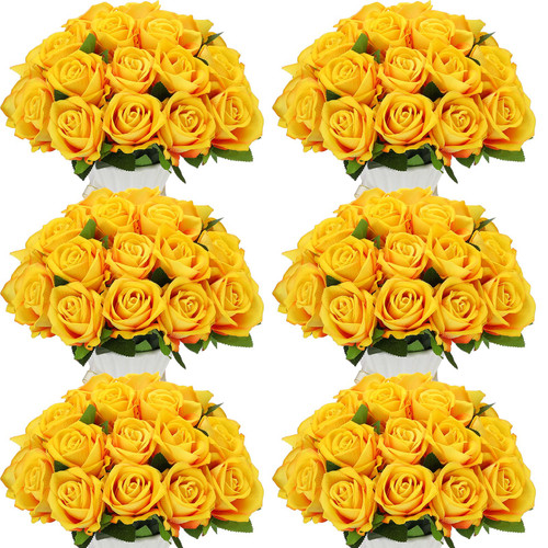 50 Pcs Artificial Rose Flower Realistic Silk Roses with Stem Bouquet of Flowers Plastic Flowers Real Looking Fake Roses for Home Wedding Centerpieces Party Decorations (Yellow) 50 Pcs Artificial Rose Flower Realistic Silk Roses with Stem Bouquet of Flowers Plastic Flowers Real Looking Fake Roses for Home Wedding Centerpieces Party Decorations (Yellow)