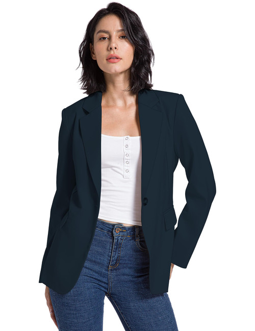 Womens Blazer Jackets Long Sleeve Lapel Open Front Pockets Casual Work Office Blazer Button Jacket Suit Navy Medium Womens Blazer Jackets Long Sleeve Lapel Open Front Pockets Casual Work Office Blazer Button Jacket Suit Navy Medium