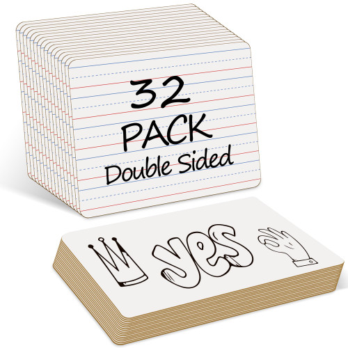 32 Pack Dry Erase Boards, 9"x12" Double Sided Easel Small Whiteboards with Lines for Kids, Education Teacher Classroom, Mini Portable Drawing Learning Lined White Boards lapboards for Students