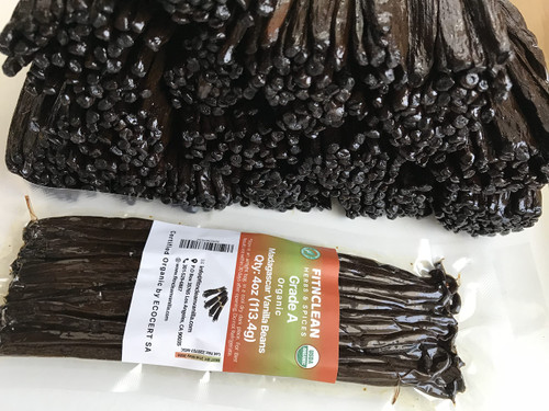 4oz Organic Madagascar Vanilla Beans Grade A. Certified USDA Organic. 6"-8" by FITNCLEAN VANILLA. Bulk for Extract, Cooking and Baking by the Weight 0.25 Pound (1/4Lb) Bourbon Fresh NON-GMO Pods. 4oz Organic Madagascar Vanilla Beans Grade A. Certified USDA Organic. 6"-8" by FITNCLEAN VANILLA. Bulk for Extract, Cooking and Baking by the Weight 0.25 Pound (1/4Lb) Bourbon Fresh NON-GMO Pods.