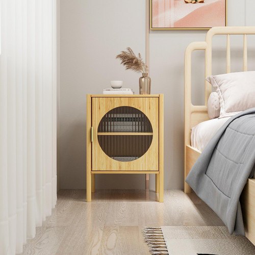 1 Door nightstand, Bamboo Mid Century Modern Nightstand, Bedside Table Accent End Table Side Table for Bedroom, Living Room, Natural 1 Door nightstand, Bamboo Mid Century Modern Nightstand, Bedside Table Accent End Table Side Table for Bedroom, Living Room, Natural