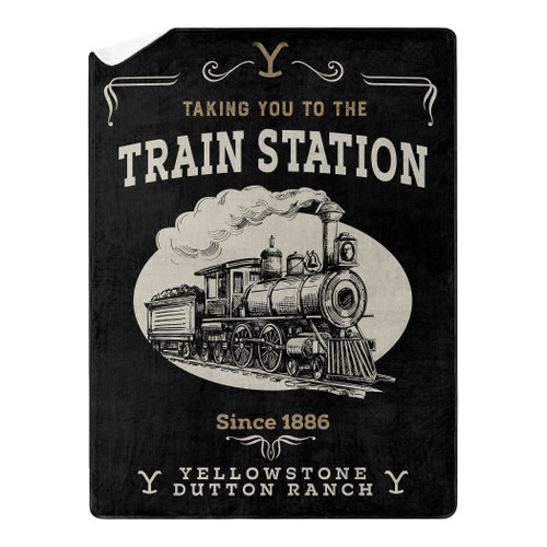 Yellowstone Silk Touch Sherpa Throw Blanket, 60" x 80", Train Station
