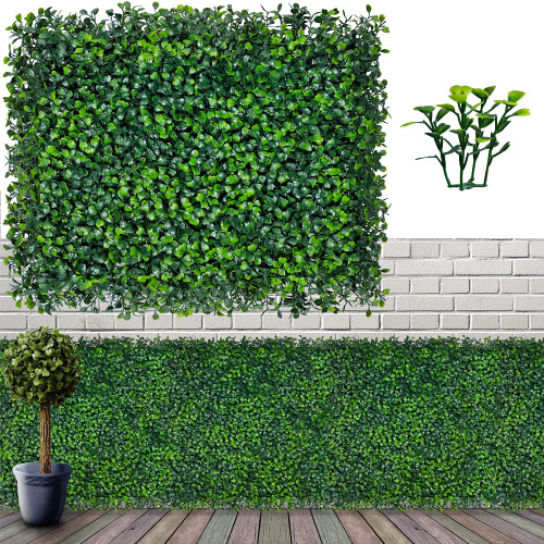 Artificial Grass Wall Backdrop Panels,16 X 12 in 12P(16 sqft) UV-Anti Greenery Boxwood Panels for Indoor Outdoor Green Wall Decor & Ivy Fence Covering Privacy