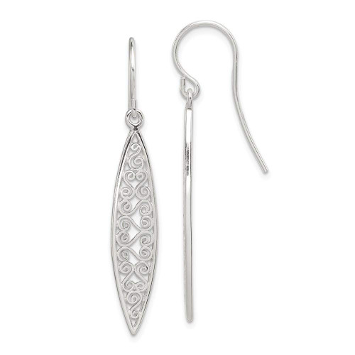 925 Sterling Silver Dangle Polished Fillagree Shepherd Hook Earrings Measures 47x7mm Wide Jewelry Gifts for Women 925 Sterling Silver Dangle Polished Fillagree Shepherd Hook Earrings Measures 47x7mm Wide Jewelry Gifts for Women