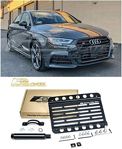 Replacement for 2015-2017 Audi A3 S3 Models | EOS Plate Version 1 Front Bumper Tow Hook License Relocator Mount Bracket Tow-210 (Mid Size)