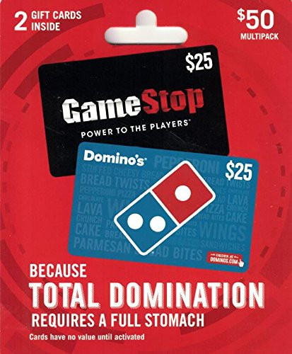 Dominos/ Pizza and Video Game Gift Cards, Multipack of 2 - $25