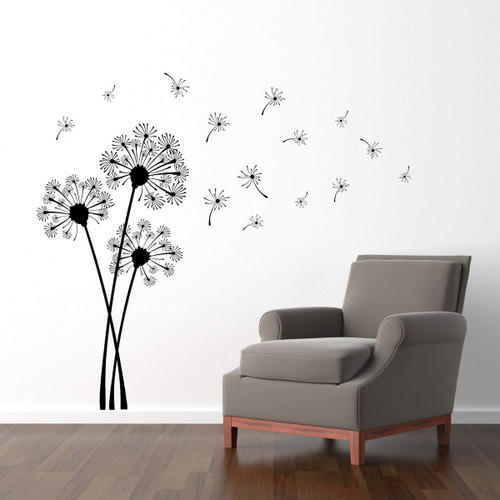 Dandelion Wall Decal - Dandelion Seeds blowing in the wind Wall Sticker - Large