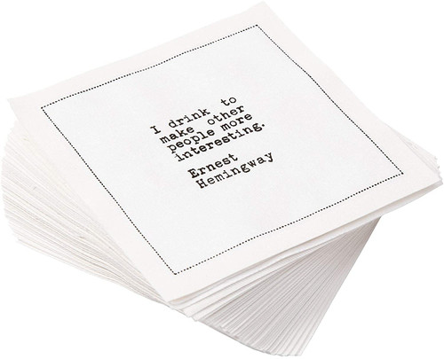 Five Star Napkins Drinking Quotes, White Cotton Cocktail Napkins, Beverage Napkins, Bar Napkins, Cloth Napkins, Party Napkins, Events, Holidays, Weddings, Birthdays, Disposable, 4.5" x 4.5" (100x)