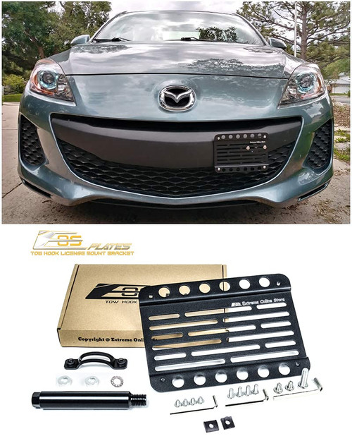 for 2010-2013 Mazda 3 Mazda3 | EOS Plate Version 1 Front Bumper Tow Hook License Relocator Mount Bracket Tow-229 (Mid Size)