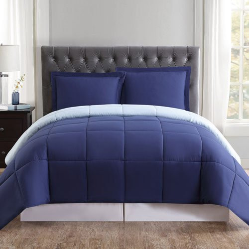 Truly Soft Everyday Reversible Comforter and Shams Mini Set Black and Grey Twin XL