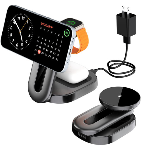 3 in 1 for Magsafe Charging Station Foldable, Magnetic Wireless Charger Stand for Apple Devices, Travel Charging Dock for iPhone 15 Pro Max Plus/14/13/12/Mini/Apple Watch/AirPods 3 in 1 for Magsafe Charging Station Foldable, Magnetic Wireless Charger Stand for Apple Devices, Travel Charging Dock for iPhone 15 Pro Max Plus/14/13/12/Mini/Apple Watch/AirPods