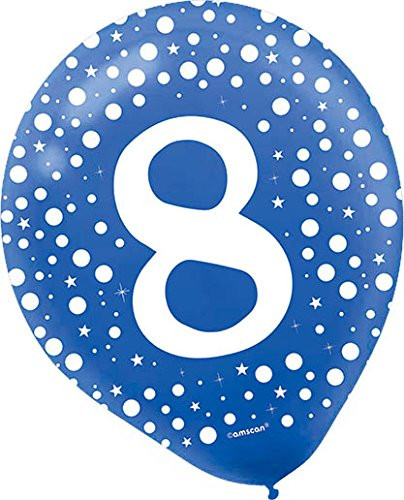 Amscan 113077 Number"8" Printed Latex Balloons Assorted Colors, One Size, Party Decor