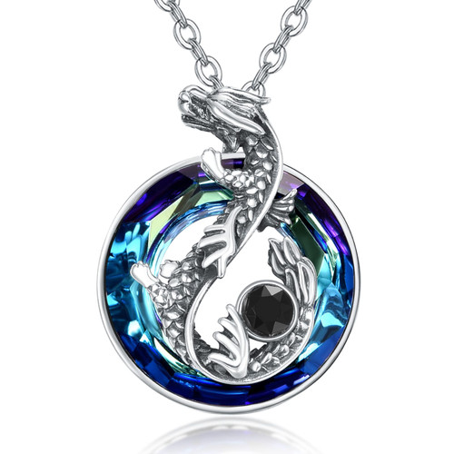Dragon Necklace S925 Sterling Silver Crystal Necklace Gothic Pendant Dragon Jewelry for Women Girls Valentines day gifts Dragon Necklace S925 Sterling Silver Crystal Necklace Gothic Pendant Dragon Jewelry for Women Girls Valentines day gifts
