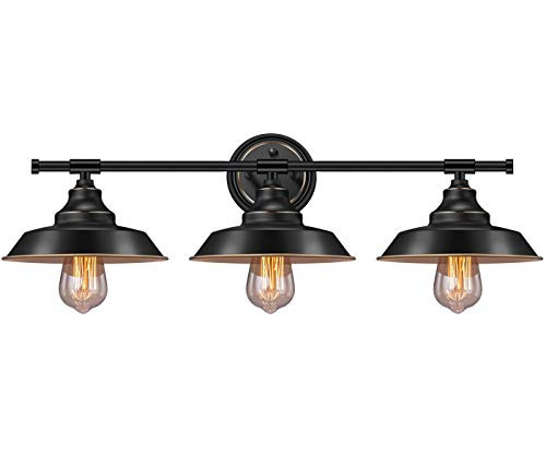 Elibbren 3-Lights Rustic Style Vintage Wall Sconce, E26 Industrial Black Antique Wall Lighting Sconce Fixtures for Bathroom Vanity Mirror Cabinets Dressing Table Elibbren 3-Lights Rustic Style Vintage Wall Sconce, E26 Industrial Black Antique Wall Lighting Sconce Fixtures for Bathroom Vanity Mirror Cabinets Dressing Table