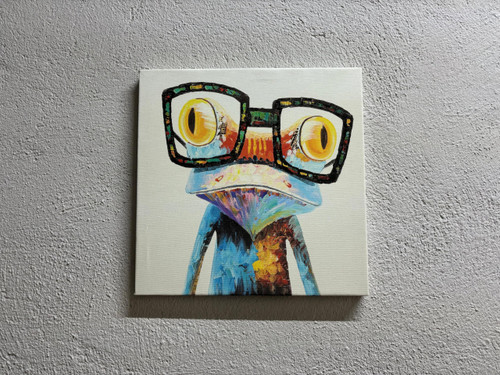 Fun Animals Poster, Animal Canvas, Rainbow Frog With Glasses Wall Art, Rainbow Frog With Glasses, Modern Art, Colorful Frog Printed Canvas, Canvas Wall Decor - Rolled Canvas