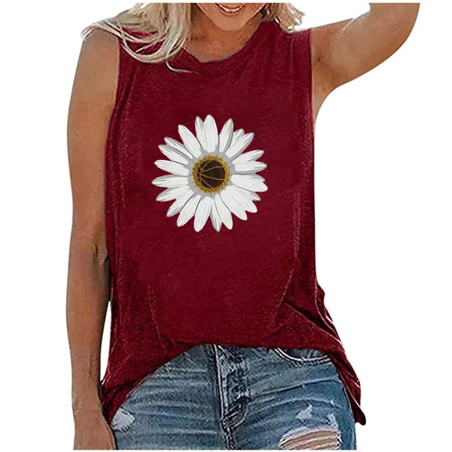 Womens Cute Tops 2024 Daisy Graphic Tees Summer Sleeveless Shirts Casual Crewneck Pullver Basic Tees Gym Tshirt Womens Cute Tops 2024 Daisy Graphic Tees Summer Sleeveless Shirts Casual Crewneck Pullver Basic Tees Gym Tshirt