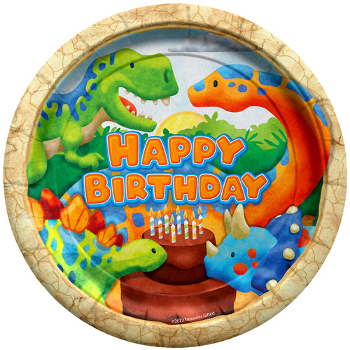 Birthday Dinosaur Dessert Plates 8ct - 7 Inch Dinosaur Party Plates - Dinosaur Party Decorations - Dinosaur Birthday Party Supplies - Dinosaur Party Supplies - Dinosaur Paper Plates